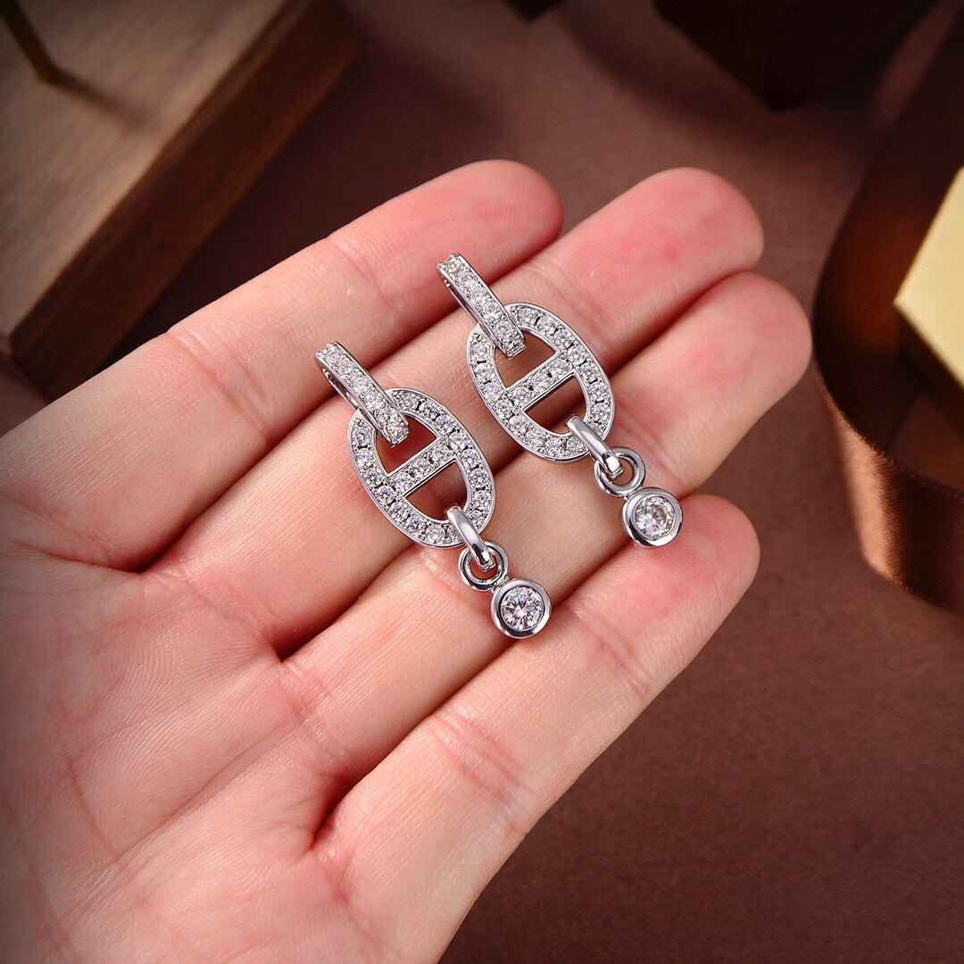 [⭐Clover Jewelry]HM CHAINE DIAMOND EARRINGS