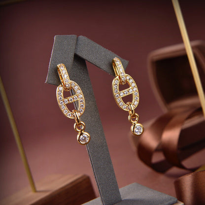 [⭐Clover Jewelry]HM CHAINE DIAMOND EARRINGS