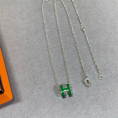[⭐Clover Jewelry]POP H GREEN NECKLACE SILVER AND GOLD