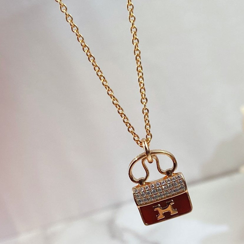 [⭐Clover Jewelry]CONSTANCE RED PEDANT PINK GOLD NECKLACE