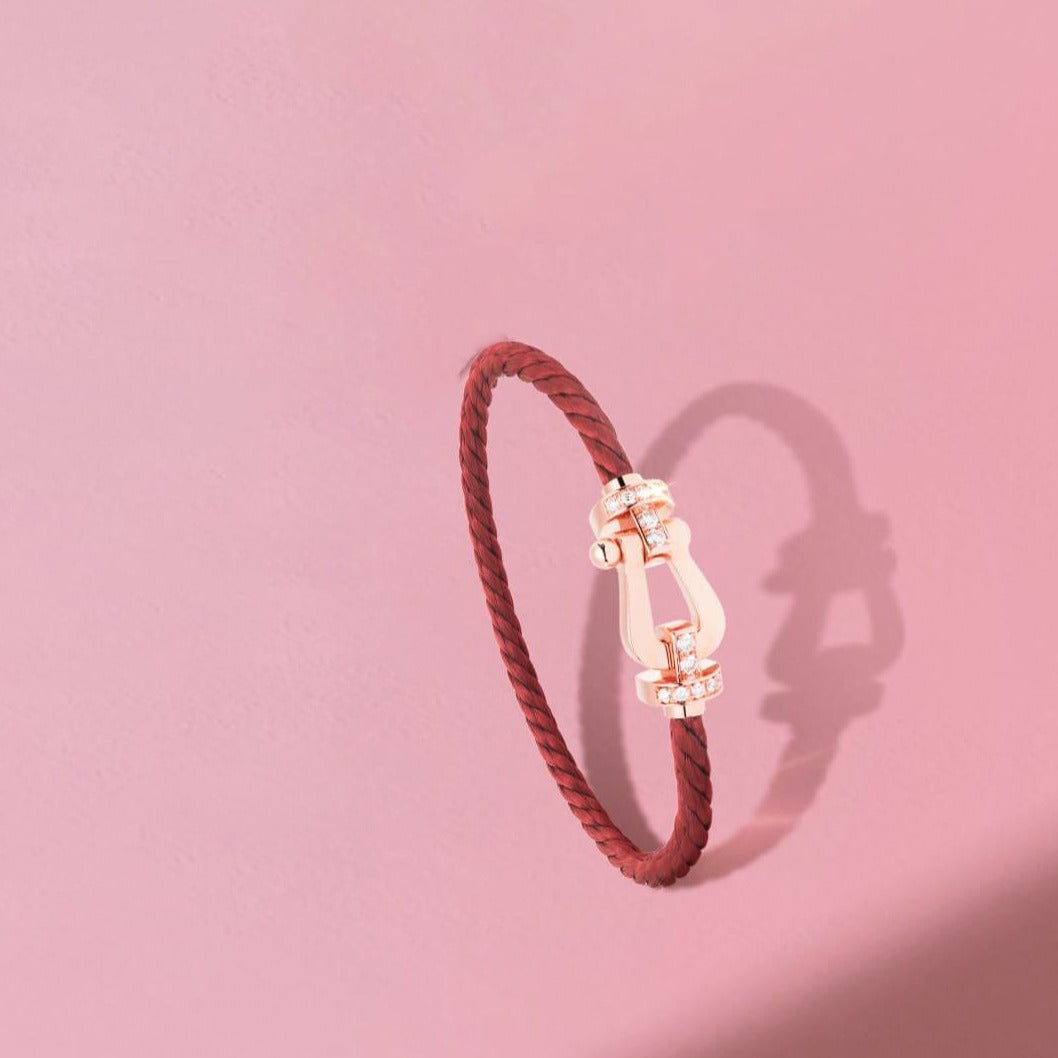 [⭐Clover Jewelry]FORCE 10 HALF DIAMOND PINK GOLD RED CORDERI LARGE AND MEDIUM MODEL