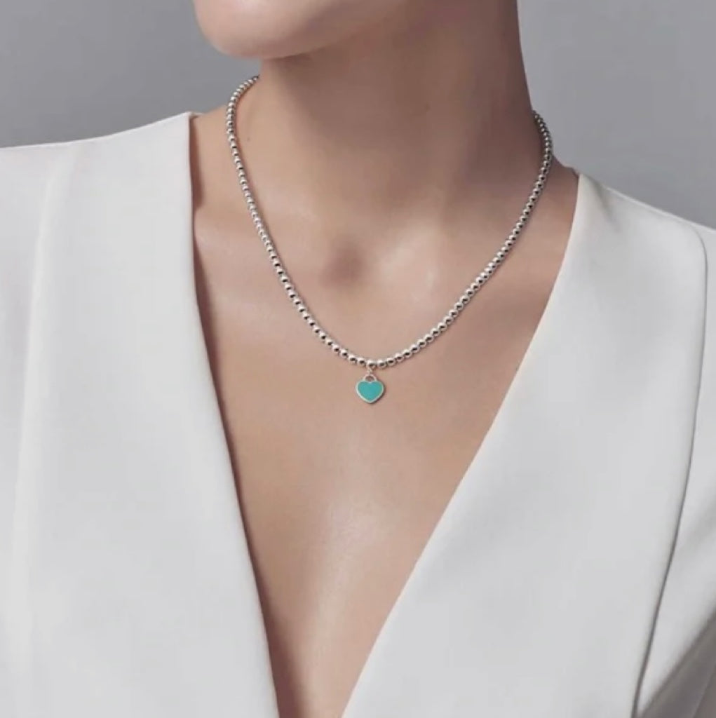 [Clover Jewelry]RETURN TO TIF SILVER BEAD NECKLACE