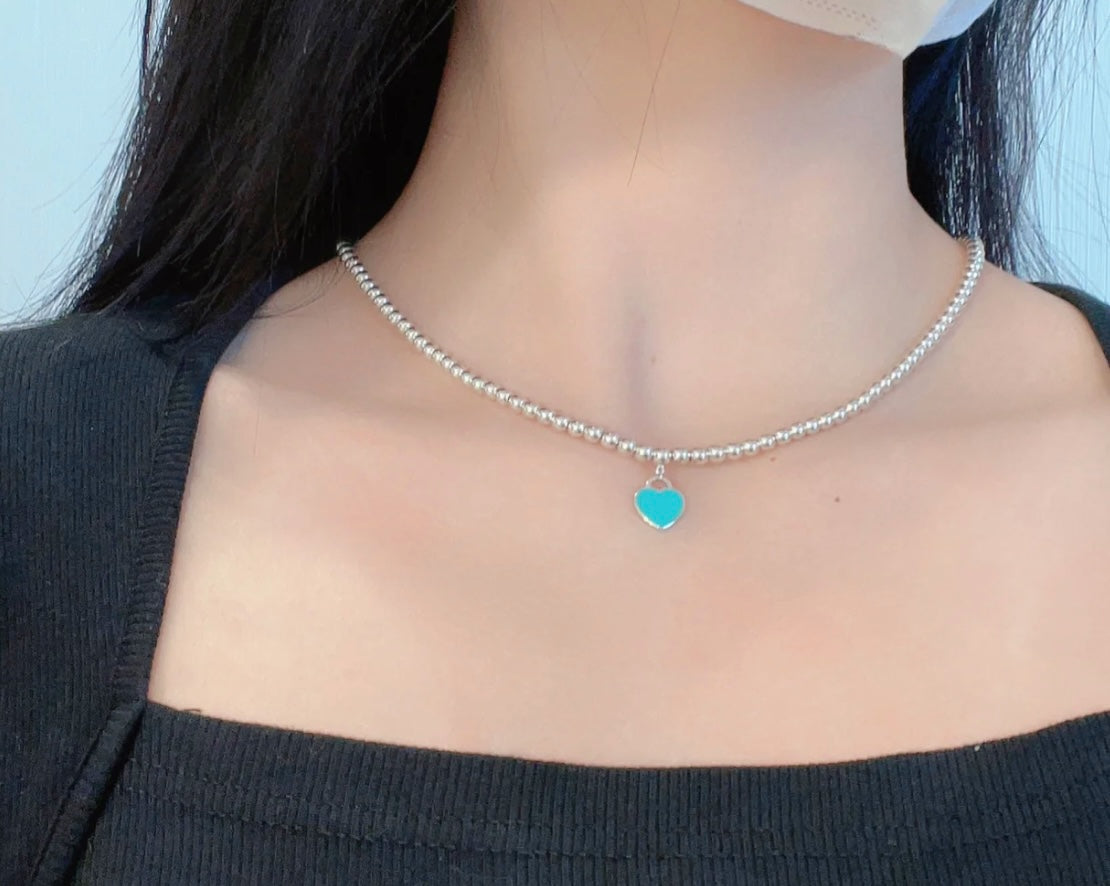 [Clover Jewelry]RETURN TO TIF SILVER BEAD NECKLACE