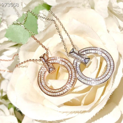 [Clover Jewelry]T1 CIRCLE DIAMOND PAVED MEDIUM NECKLACE