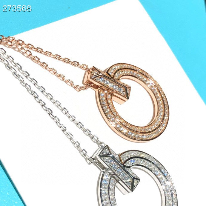 [Clover Jewelry]T1 CIRCLE DIAMOND PAVED MEDIUM NECKLACE
