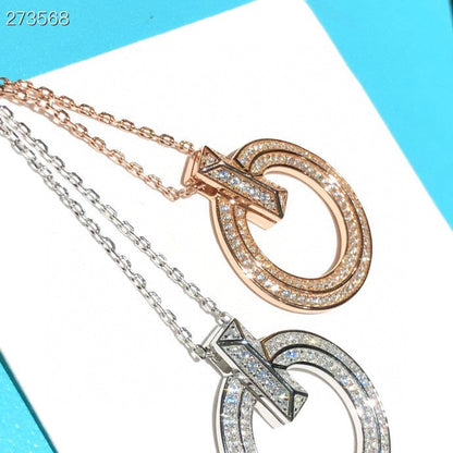 [Clover Jewelry]T1 CIRCLE DIAMOND PAVED MEDIUM NECKLACE