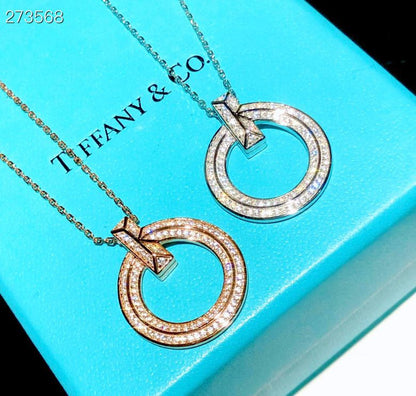 [Clover Jewelry]T1 CIRCLE DIAMOND PAVED MEDIUM NECKLACE