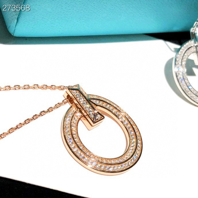 [Clover Jewelry]T1 CIRCLE DIAMOND PAVED MEDIUM NECKLACE