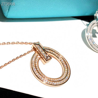 [Clover Jewelry]T1 CIRCLE DIAMOND PAVED MEDIUM NECKLACE