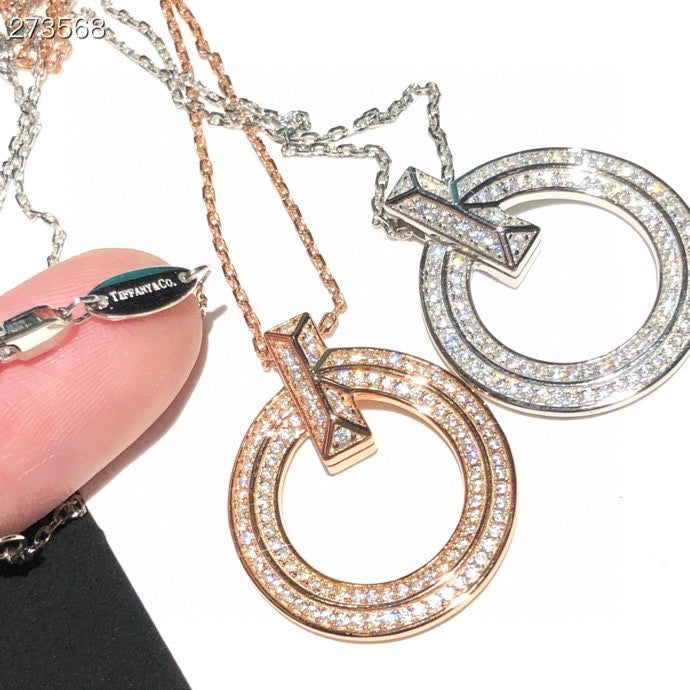 [Clover Jewelry]T1 CIRCLE DIAMOND PAVED MEDIUM NECKLACE