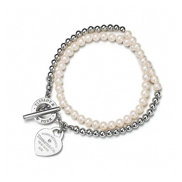 [Clover Jewelry]RETURN TO TIF HEART TAF BEAD PEARL BRACELET