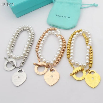 [Clover Jewelry]RETURN TO TIF HEART TAF BEAD PEARL BRACELET