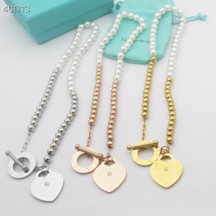 [Clover Jewelry]RETURN TO TIF HEART TAF BEAD PEARL BRACELET