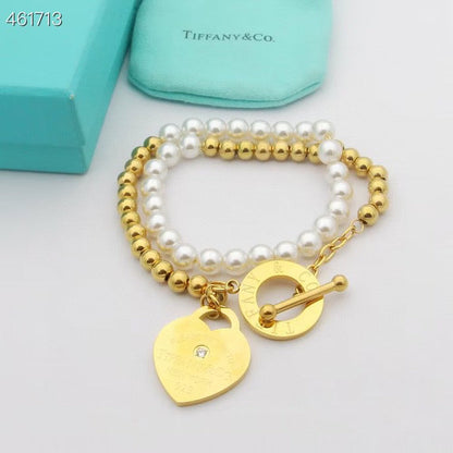 [Clover Jewelry]RETURN TO TIF HEART TAF BEAD PEARL BRACELET