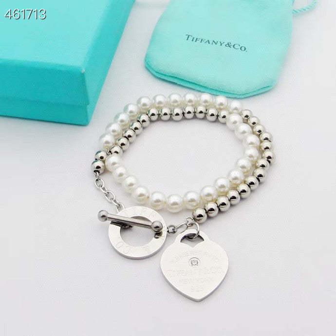 [Clover Jewelry]RETURN TO TIF HEART TAF BEAD PEARL BRACELET