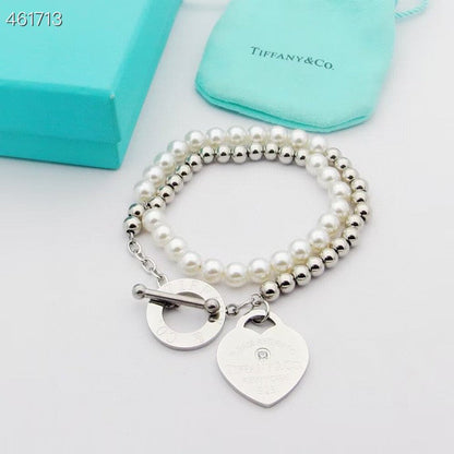 [Clover Jewelry]RETURN TO TIF HEART TAF BEAD PEARL BRACELET