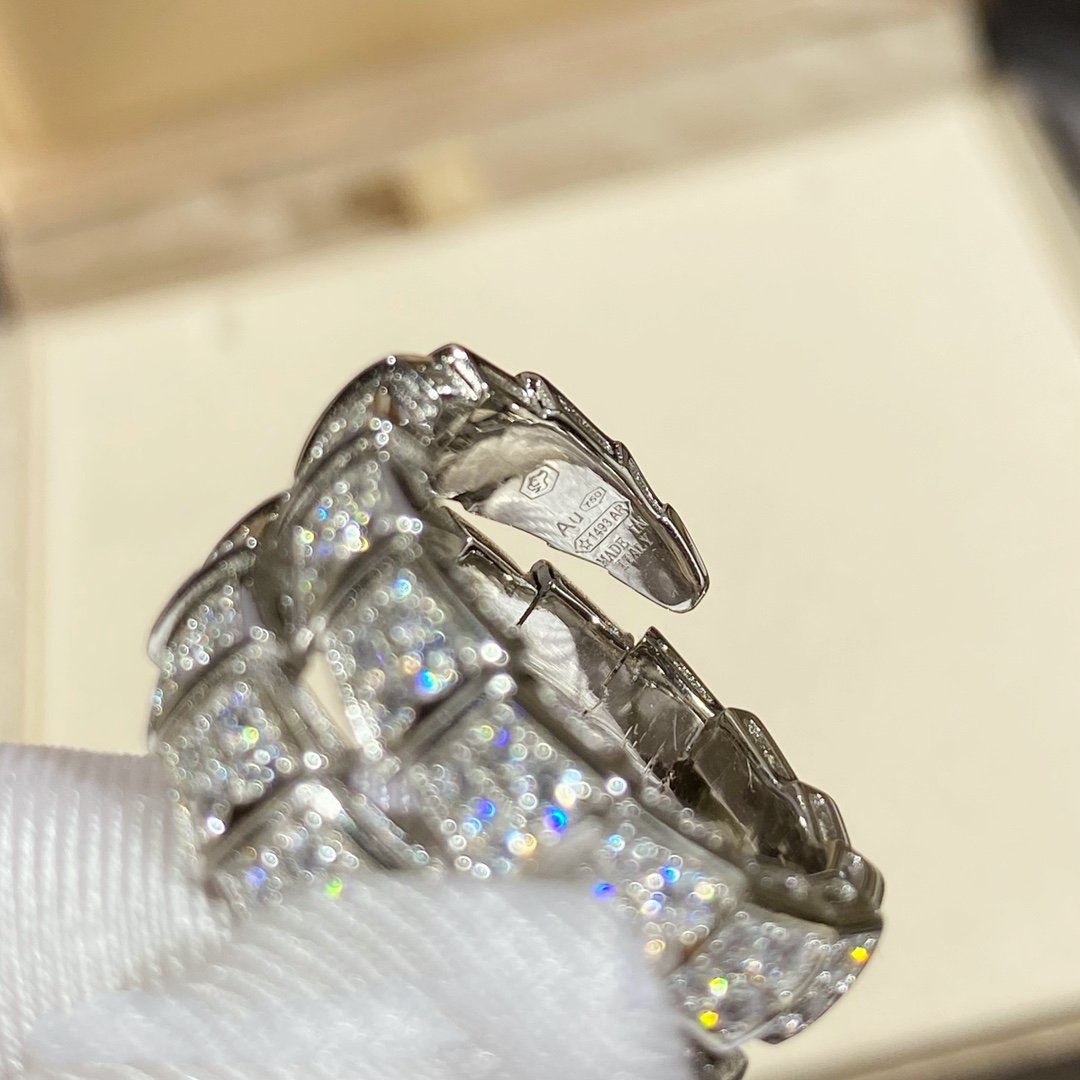 [⭐Clover Jewelry]SERPENTI DOUBLE RING SILVER DIAMOND PAVED