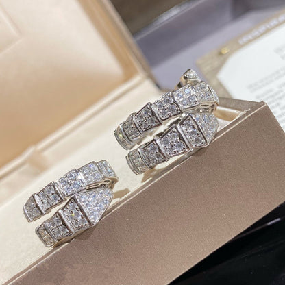 [⭐Clover Jewelry]SERPENTI DOUBLE RING SILVER DIAMOND PAVED