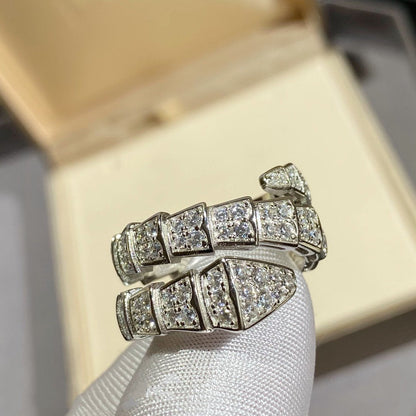 [⭐Clover Jewelry]SERPENTI DOUBLE RING SILVER DIAMOND PAVED