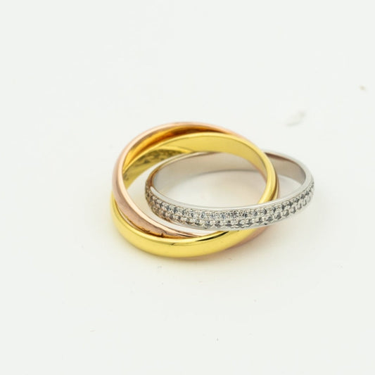 [⭐Clover Jewelry Jewelry]TRINITY RING GOLD PINK GOLD SILVER DIAMONDS