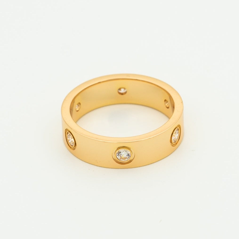 [⭐Clover Jewelry]LOVE RING 5.5MM 6 DIAMONDS PINK GOLD