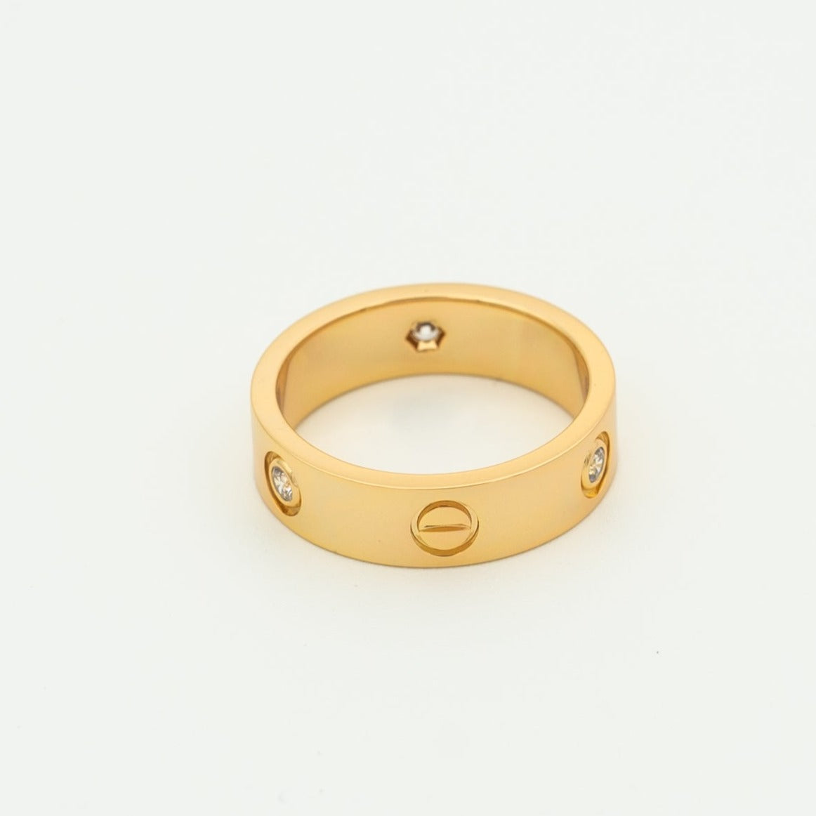 [⭐Clover Jewelry]LOVE RING 5.5MM 3 DIAMONDS PINK GOLD