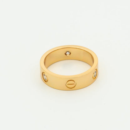 [⭐Clover Jewelry]LOVE RING 5.5MM 3 DIAMONDS PINK GOLD
