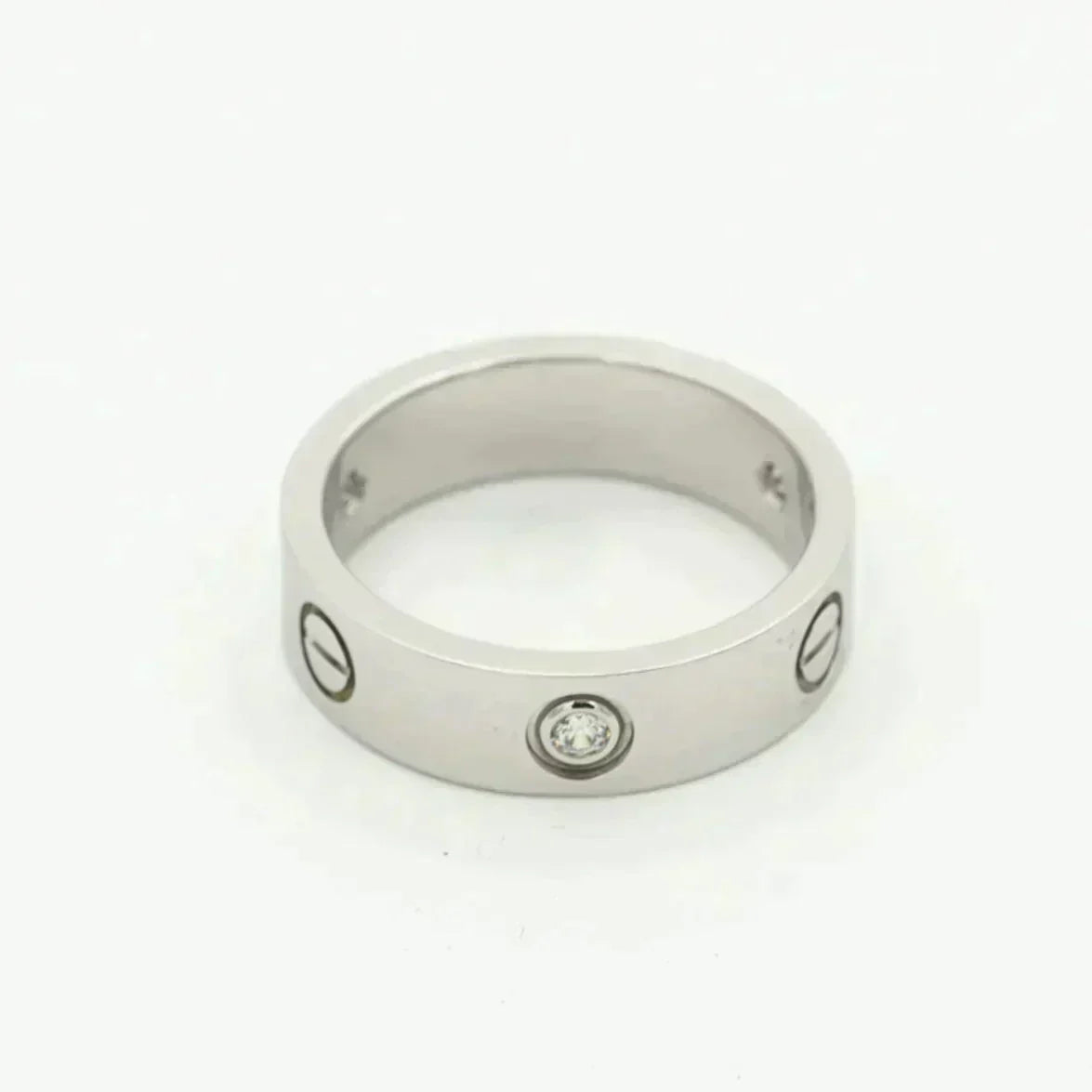 [⭐Clover Jewelry]LOVE RING 5.5MM 3 DIAMONDS SILVER