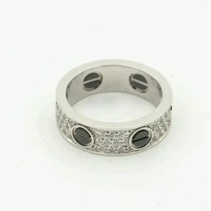 [⭐Clover Jewelry]LOVE RING 5.5MM DIAMONDS PAVED CERAMIC
