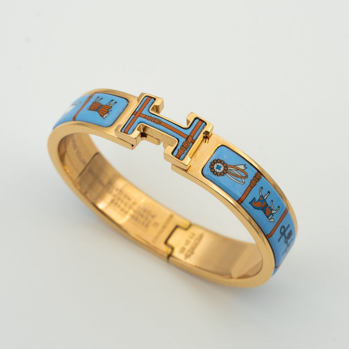 [⭐Clover Jewelry]H PINK GOLD BRACELET BLUE CERAMIC