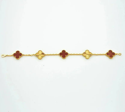 [⭐Clover Jewelry] CLOVER 5 MOTIF RED CORNELIAN BRACELET COLLECTION