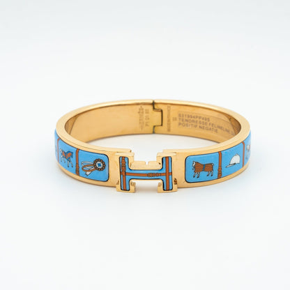 [⭐Clover Jewelry]H PINK GOLD BRACELET BLUE CERAMIC