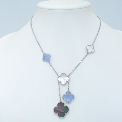 [⭐Clover Jewelry]CLOVER MOP CHALCEDONY NECKLACE SILVER 6 MOTIF