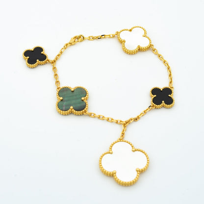 [⭐Clover Jewelry]CLOVER BRACELET 5 MOTIFS ONYX MOP