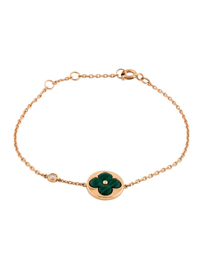 [⭐Clover Jewelry]SUN MALACHITE 1 DIAMOND PINK GOLD BRACELET