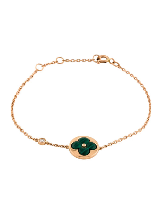 [⭐Clover Jewelry]SUN MALACHITE 1 DIAMOND PINK GOLD BRACELET
