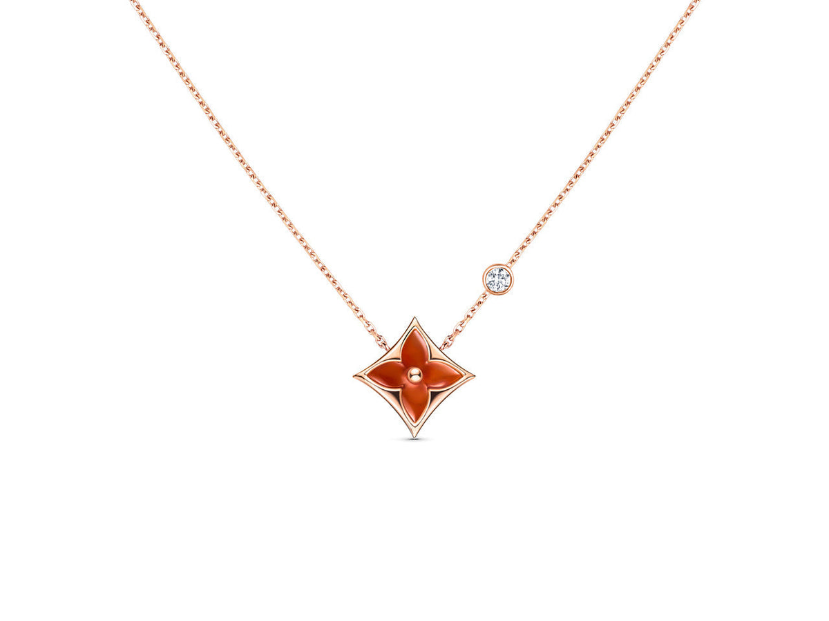 [⭐Clover Jewelry]STAR NECKLACE PINK GOLD 1 DIAMOND