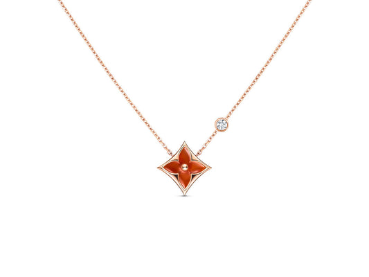 [⭐Clover Jewelry]STAR NECKLACE PINK GOLD 1 DIAMOND