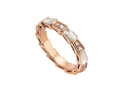 [⭐Clover Jewelry]SERPENTI RING PINK GOLD DIAMOND MOP 3MM