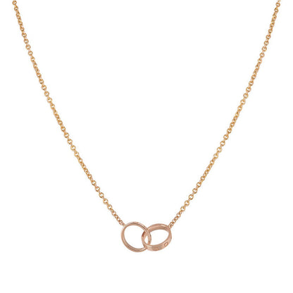 [⭐Clover Jewelry]LOVE NECKLACE DOUBLE RING PINK GOLD