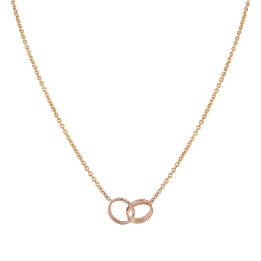 [⭐Clover Jewelry]LOVE NECKLACE DOUBLE RING PINK GOLD