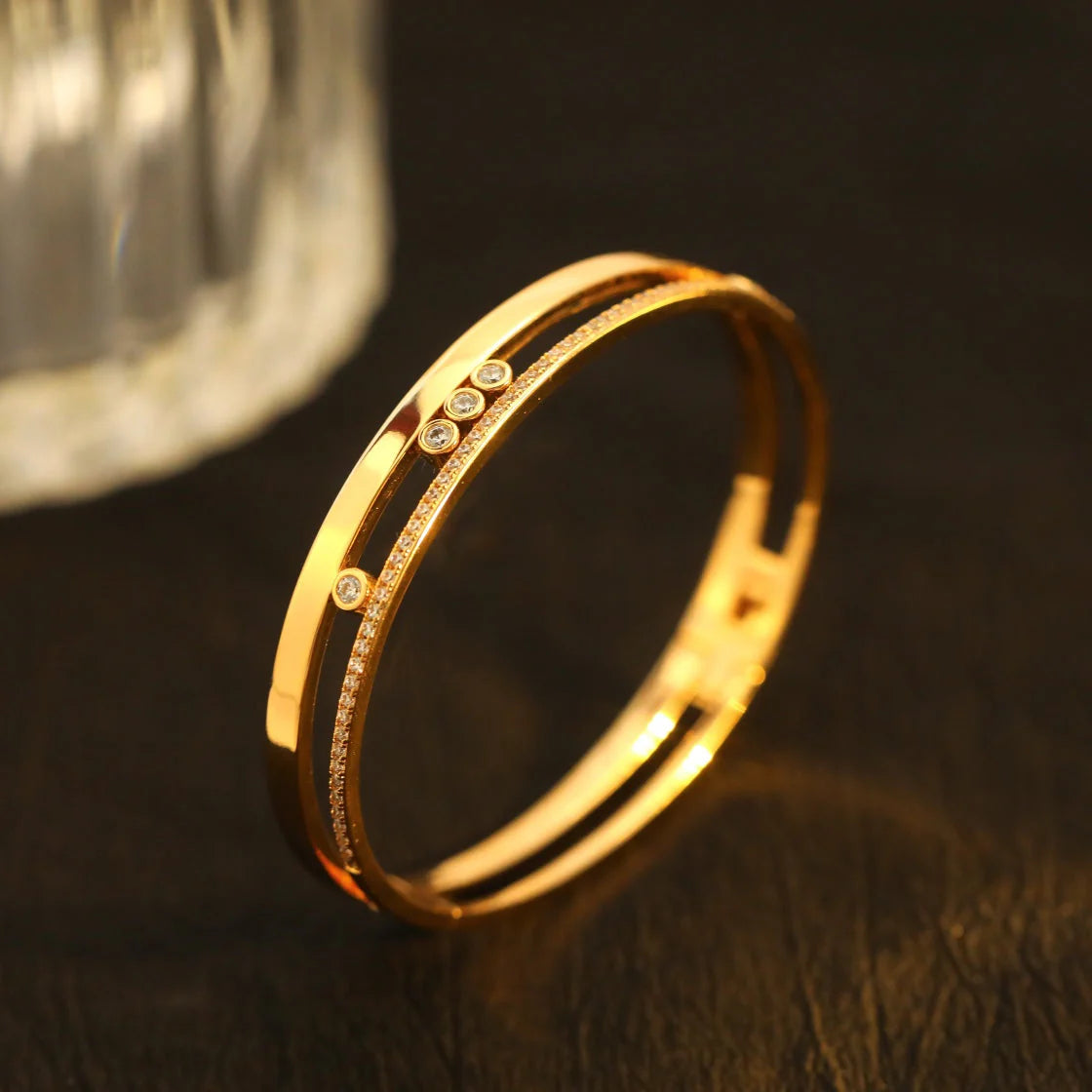 [⭐Clover Jewelry]Move Romane Diamond Bangle Bracelet