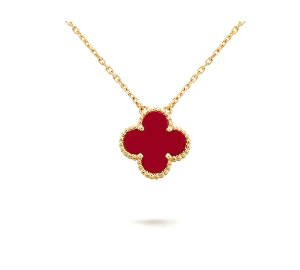 [⭐Clover Jewelry]CLOVER 15MM CARNELIAN SINGLE FLOWER NECKLACE