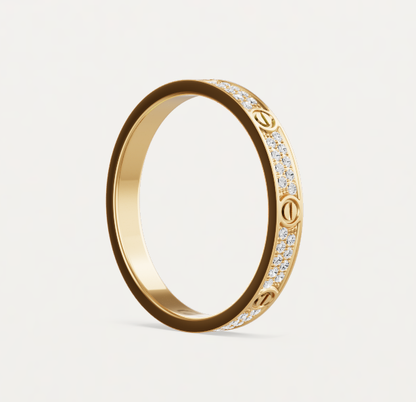 [⭐Clover Jewelry]LOVE RING 2.6mm-wide full-diamond ring Gold