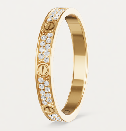 [⭐Clover Jewelry]LOVE RING 2.6mm-wide full-diamond ring Gold