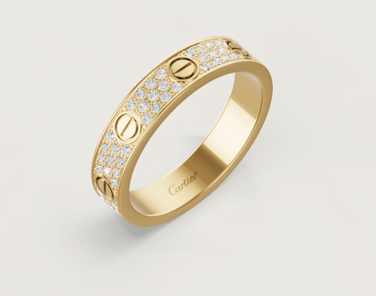 [⭐Clover Jewelry]LOVE RING 4mm-wide full-diamond ring GOLD