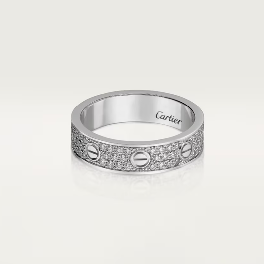 [⭐Clover Jewelry]LOVE RING 4mm-wide full-diamond ring silver
