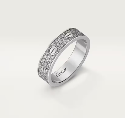 [⭐Clover Jewelry]LOVE RING 4mm-wide full-diamond ring silver