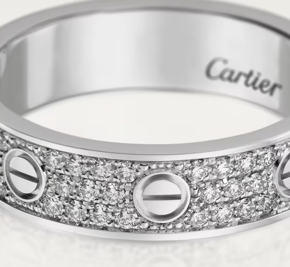 [⭐Clover Jewelry]LOVE RING 4mm-wide full-diamond ring silver