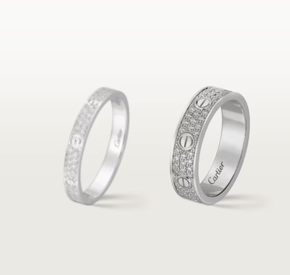 [⭐Clover Jewelry]LOVE RING 4mm-wide full-diamond ring silver